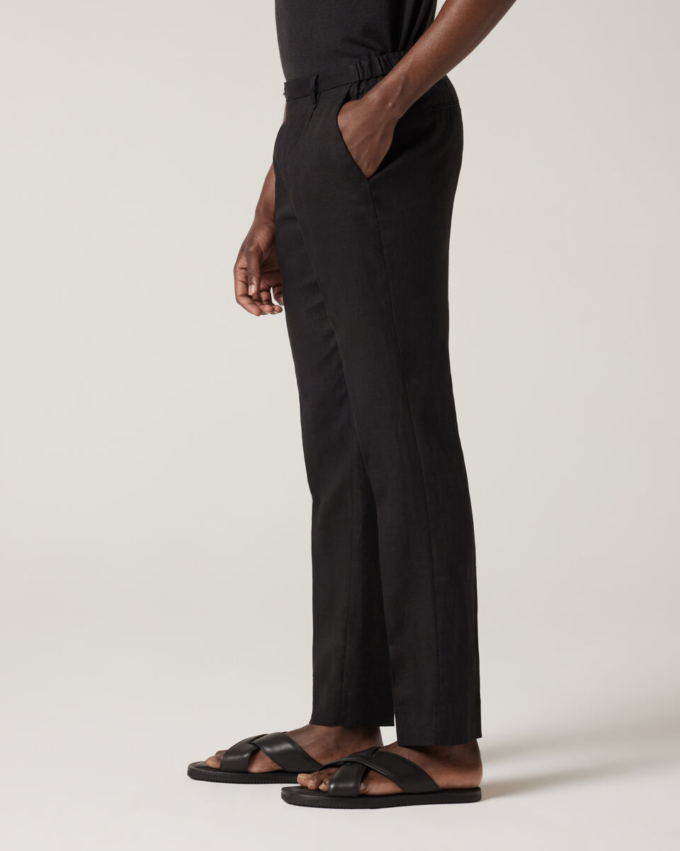 Relaxed Tailored Linen Pant, Black, hi-res